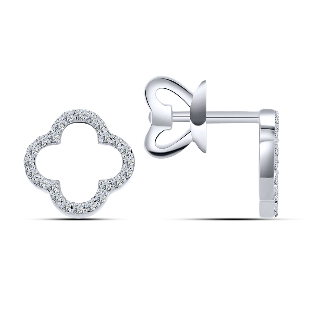 Cercei din aur alb cu pietre Cubic Zirconia Incolor