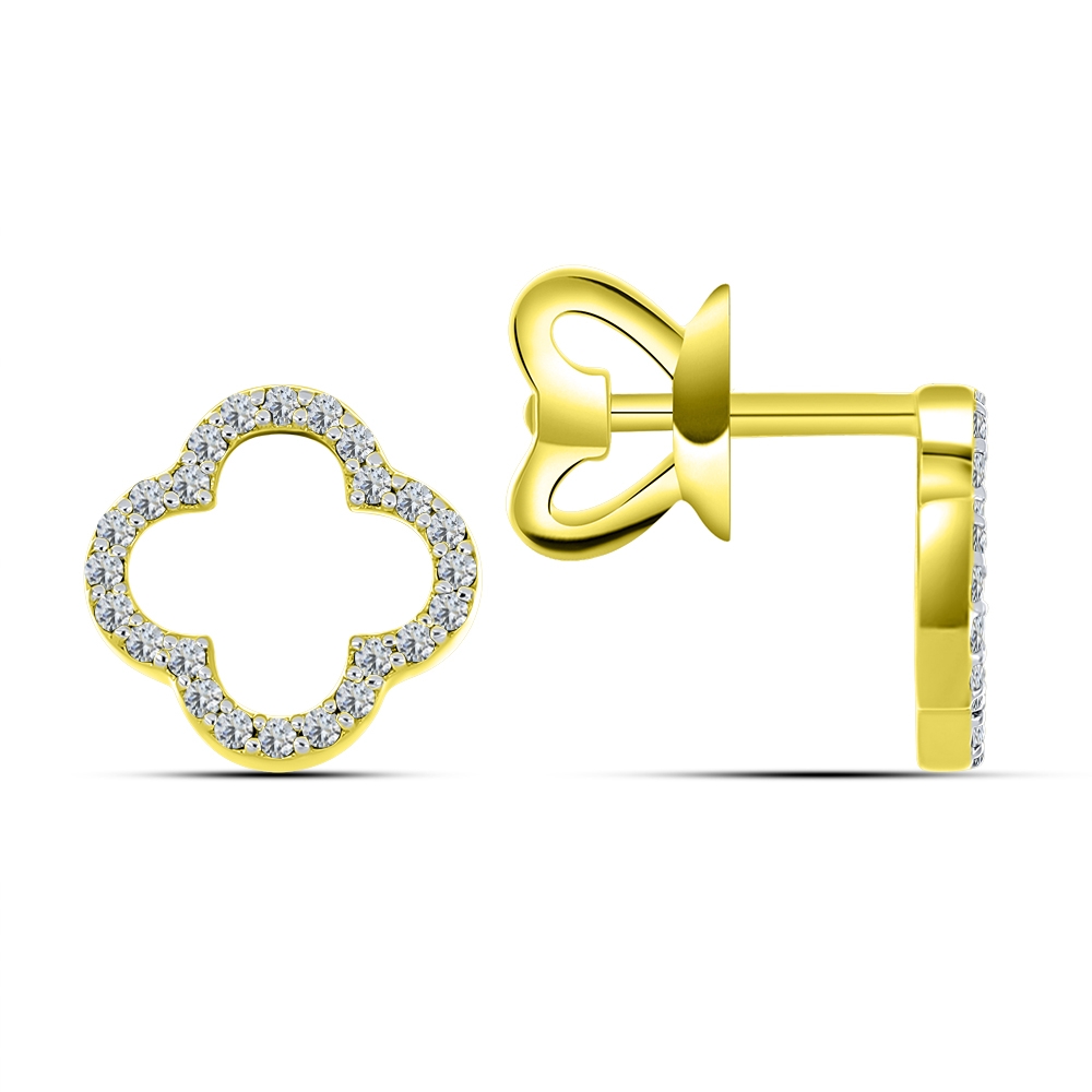 Cercei din aur galben cu pietre Cubic Zirconia Incolor