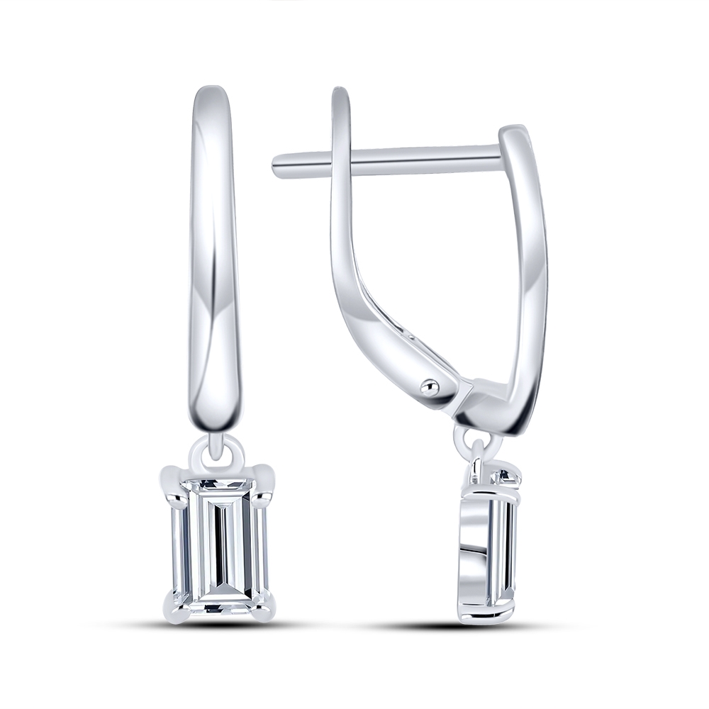 Cercei din aur alb cu pietre Cubic Zirconia Incolor