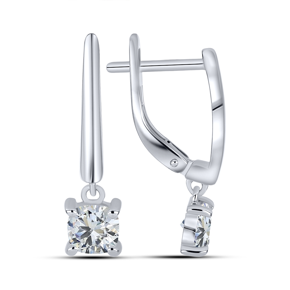 Cercei din aur alb cu pietre Cubic Zirconia Incolor