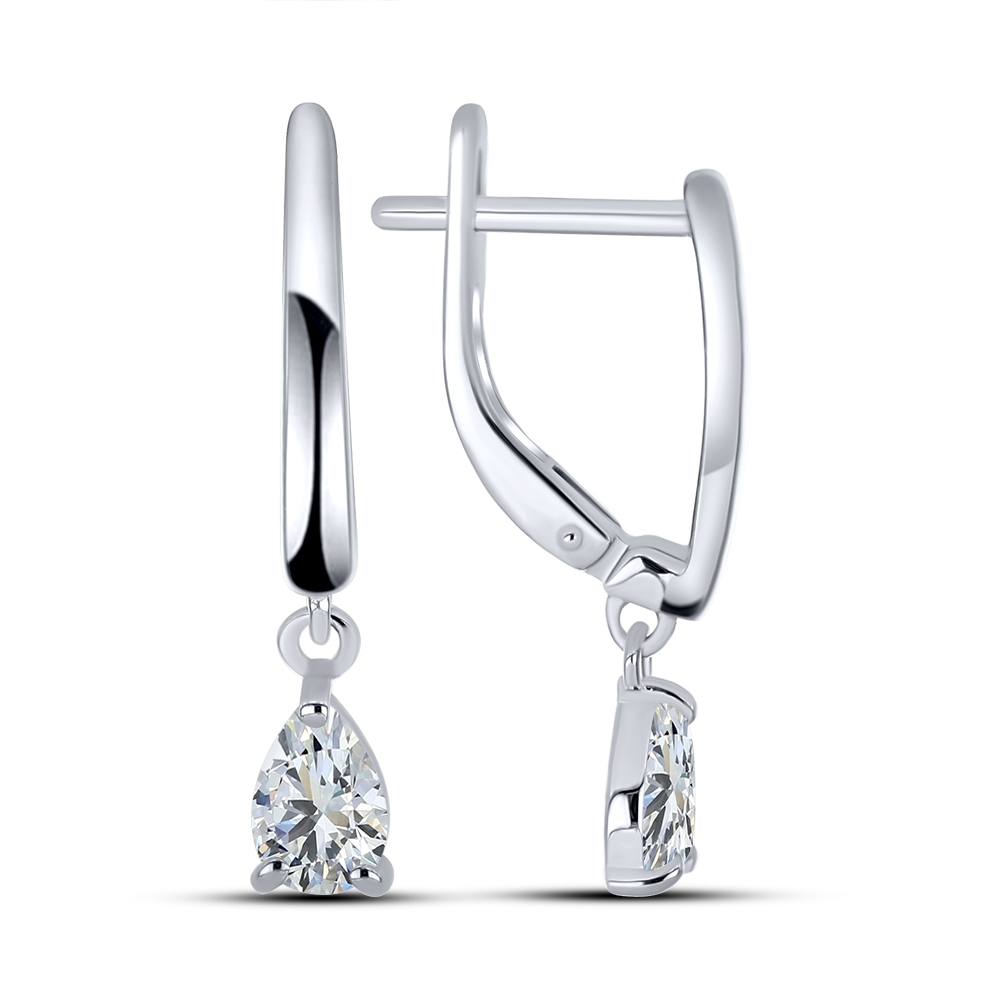 Cercei din aur alb cu pietre Cubic Zirconia Incolor