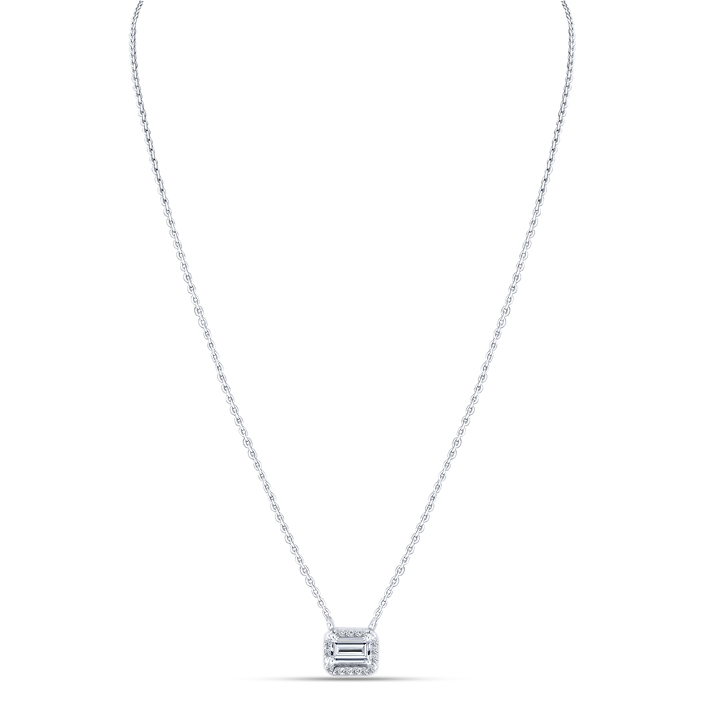 Colier din aur alb cu pietre Cubic Zirconia Incolor