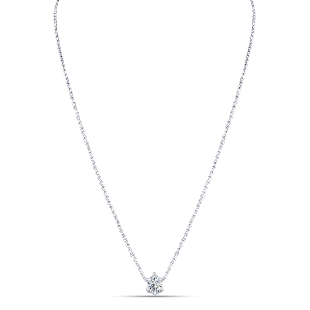 Colier din aur alb cu pietre Cubic Zirconia Incolor