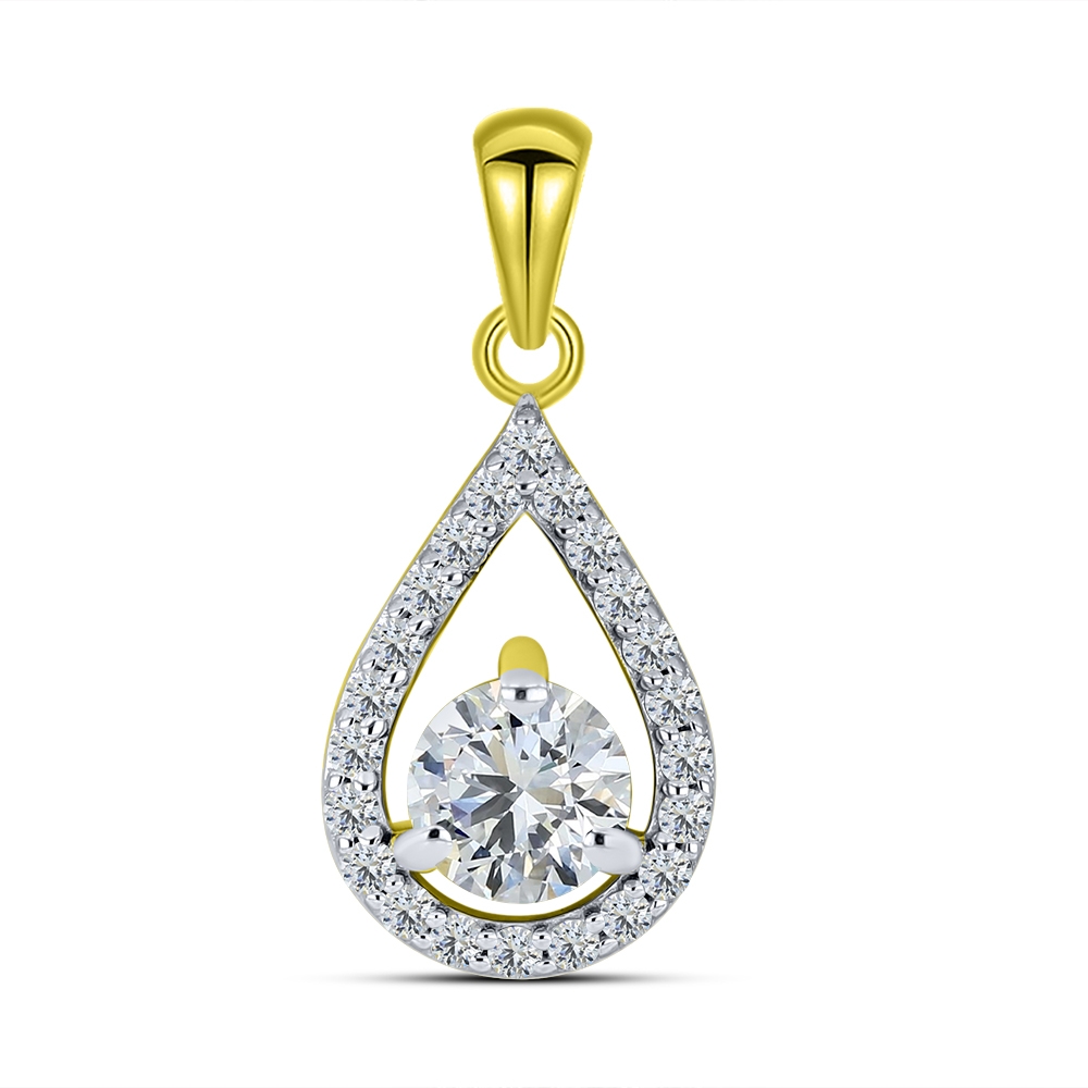 Pandantiv din aur galben cu pietre Cubic Zirconia Incolor