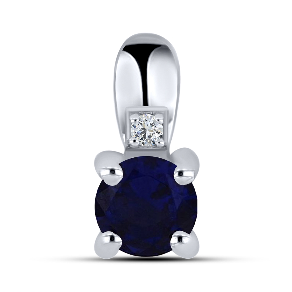 Pandantiv din aur alb cu pietre Cubic Zirconia Incolor, Cubic Zirconia Albastru