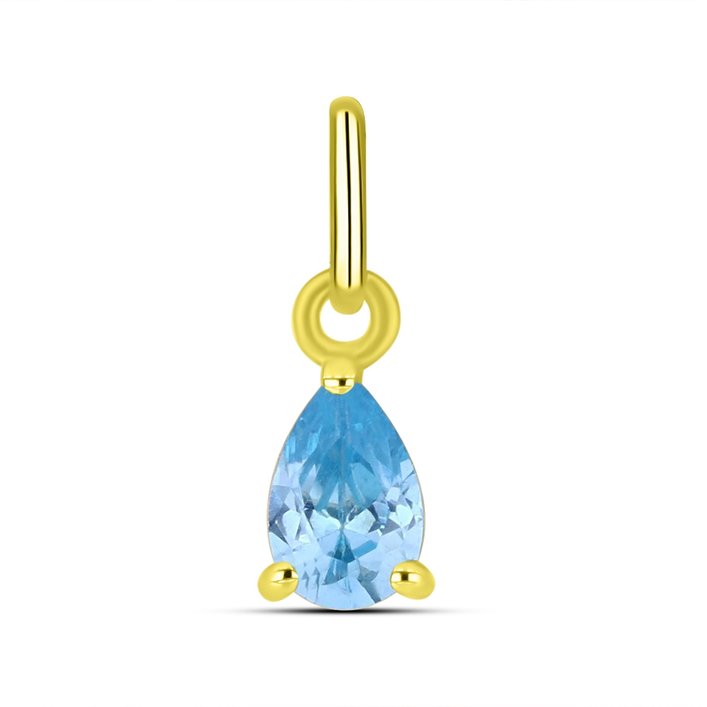 Pandantiv din aur galben cu pietre Cubic Zirconia Albastru