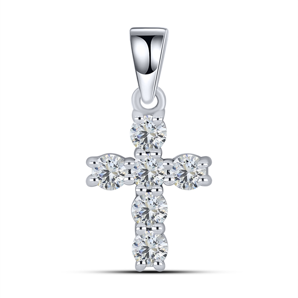Pandantiv din aur alb cu pietre Cubic Zirconia Incolor