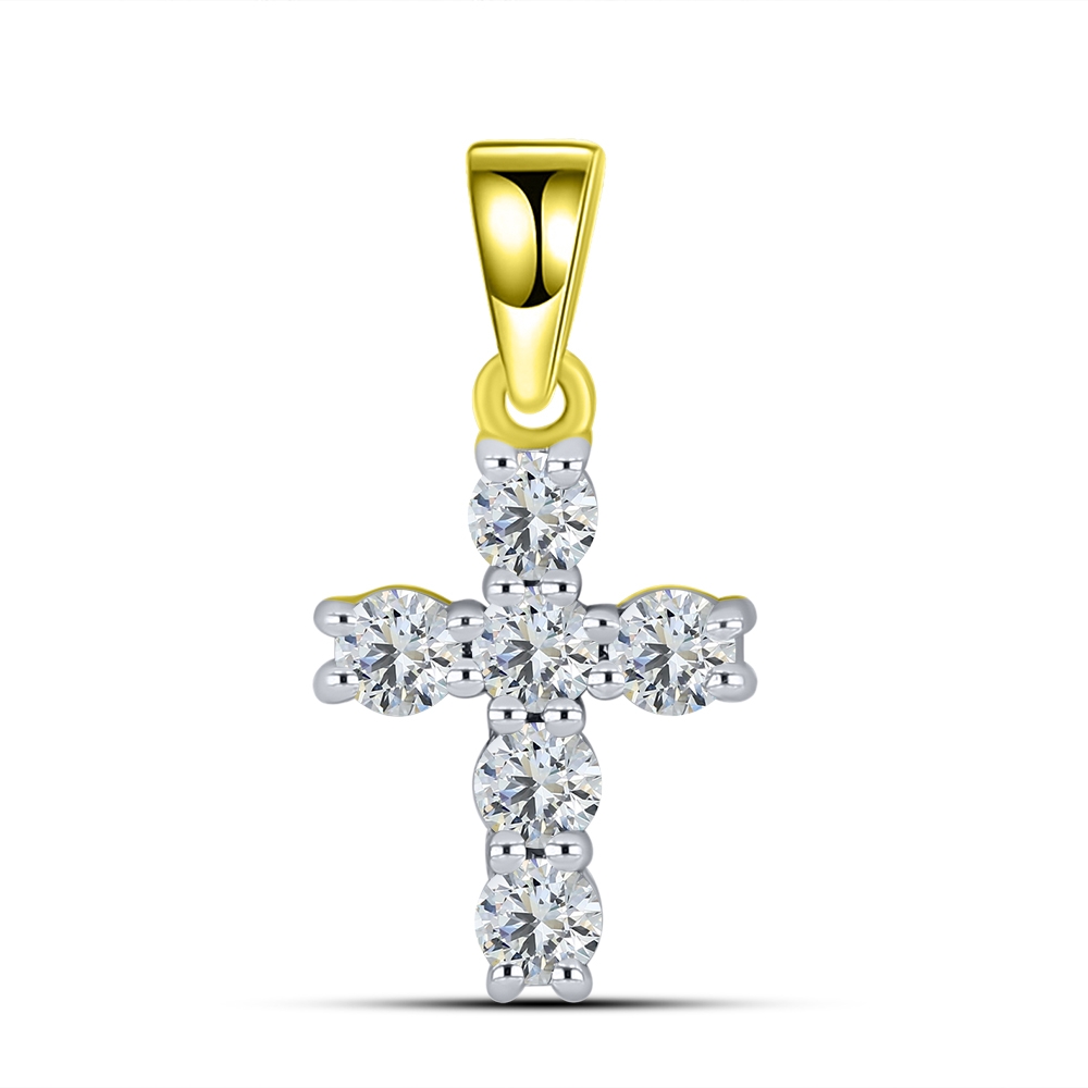 Pandantiv din aur galben cu pietre Cubic Zirconia Incolor