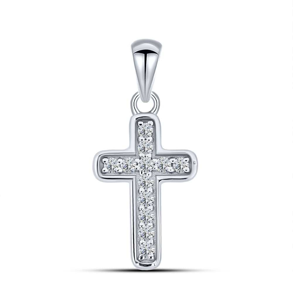 Pandantiv din aur alb cu pietre Cubic Zirconia Incolor