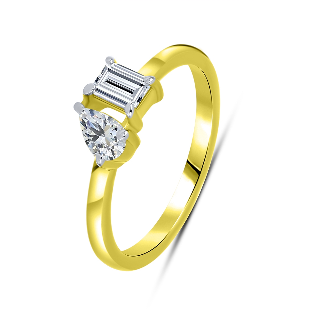 Inel din aur galben cu pietre Cubic Zirconia Incolor