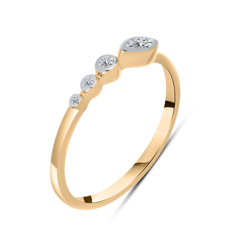 Inel din aur roz cu pietre Cubic Zirconia Incolor