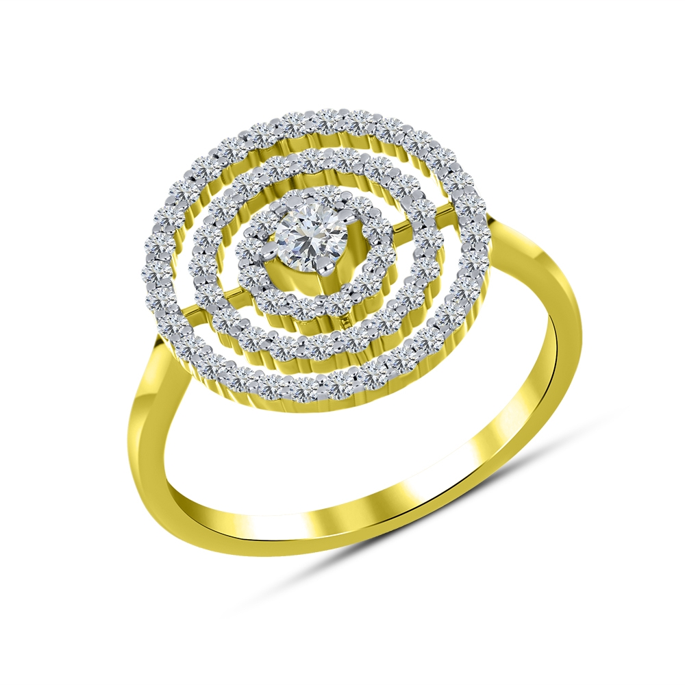 Inel din aur galben cu pietre Cubic Zirconia Incolor