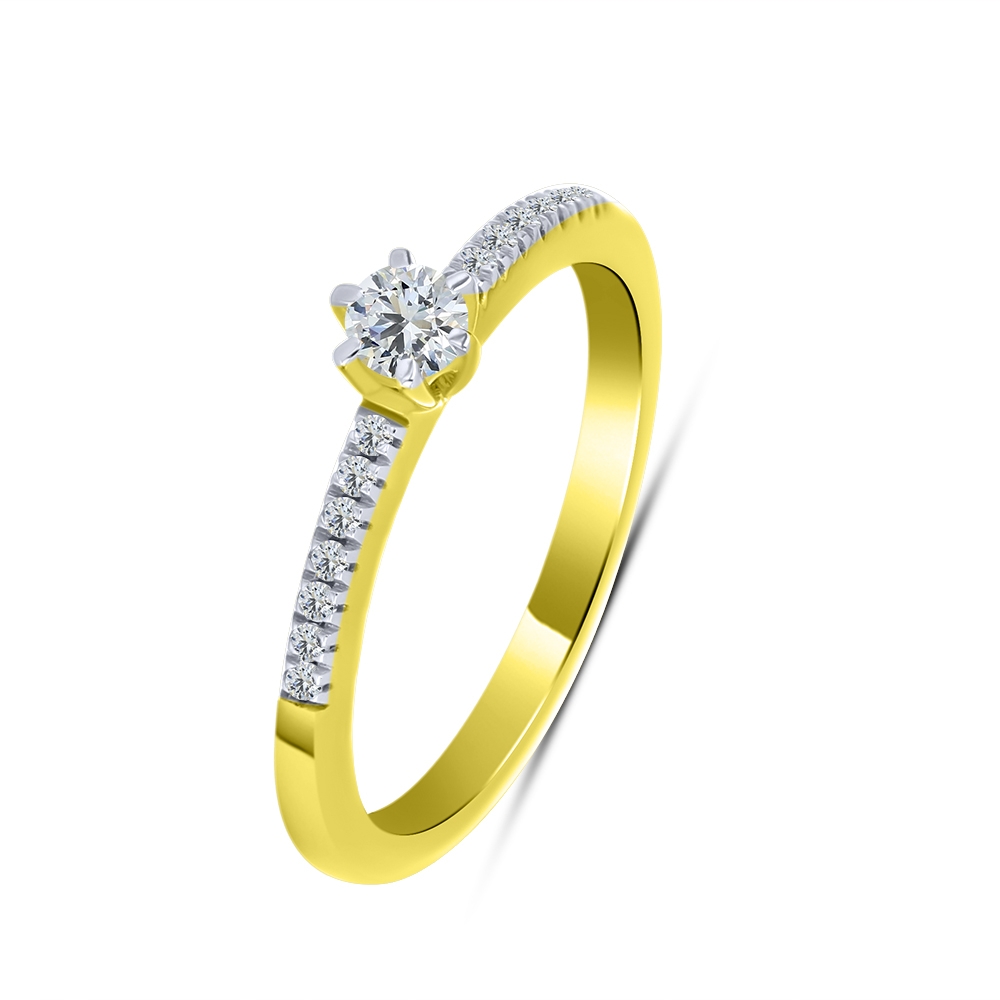 Inel din aur galben cu pietre Cubic Zirconia Incolor