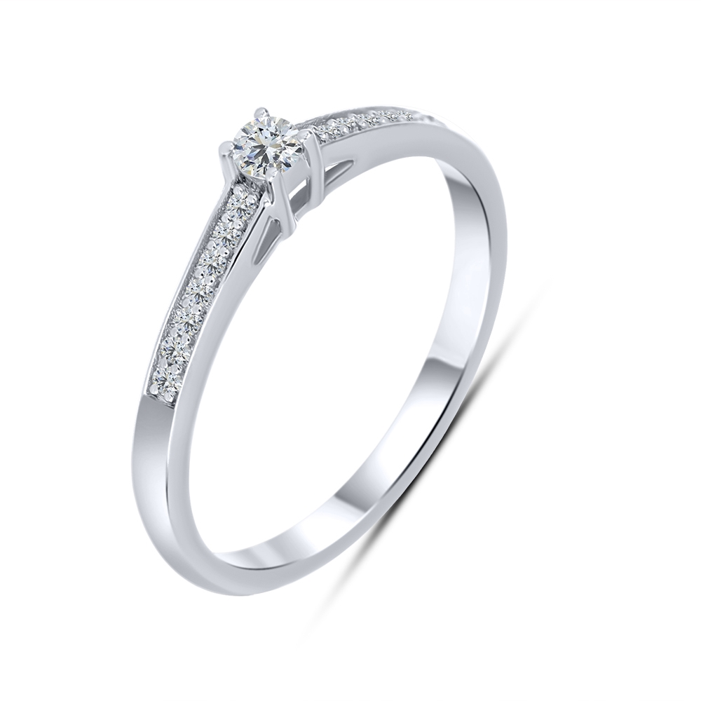 Inel din aur alb cu pietre Cubic Zirconia Incolor