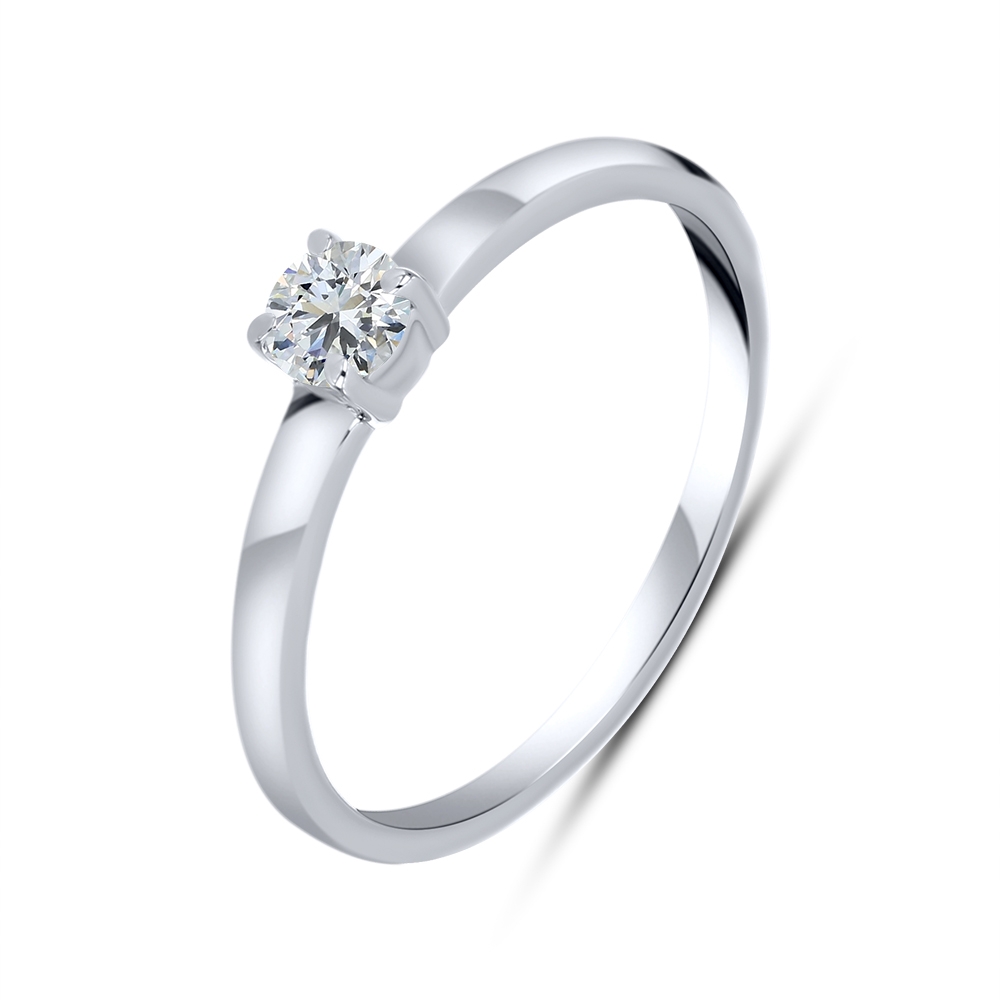 Inel din aur alb cu pietre Cubic Zirconia Incolor