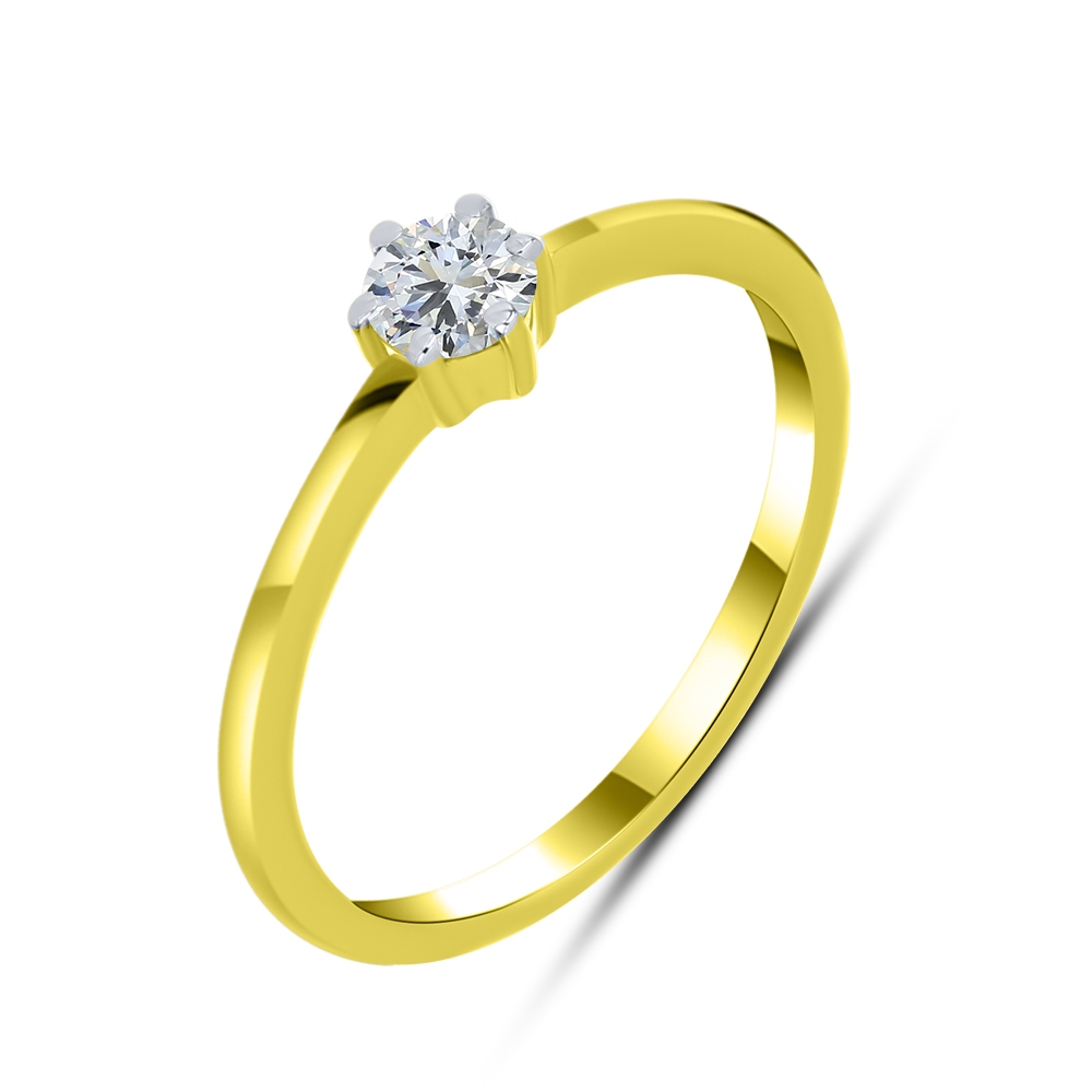Inel din aur galben cu pietre Cubic Zirconia Incolor
