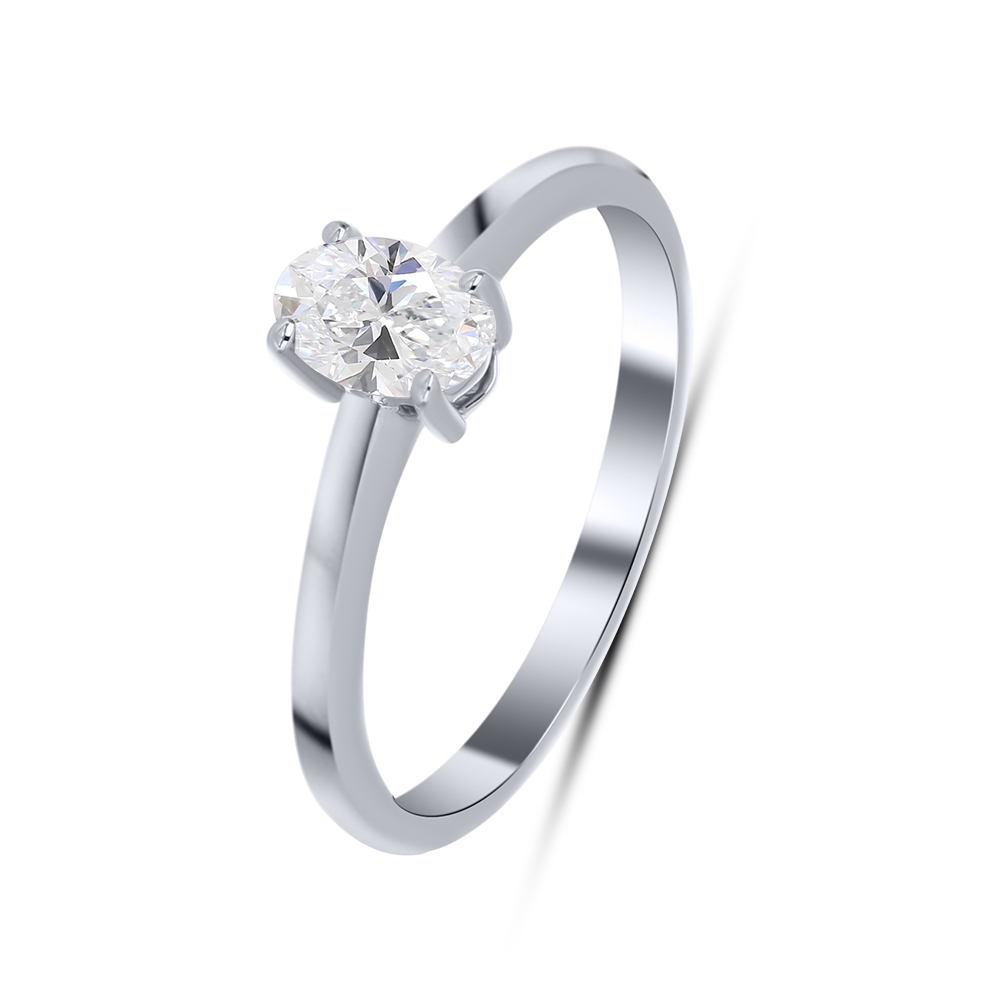 Inel din aur alb cu pietre Cubic Zirconia Incolor
