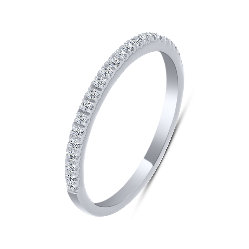 Inel din aur alb cu pietre Cubic Zirconia Incolor