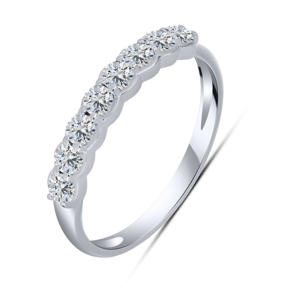 Inel din aur alb cu pietre Cubic Zirconia Incolor