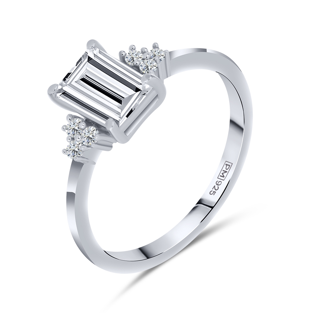 Inel din argint  cu pietre Cubic Zirconia Incolor, Cristal de munte