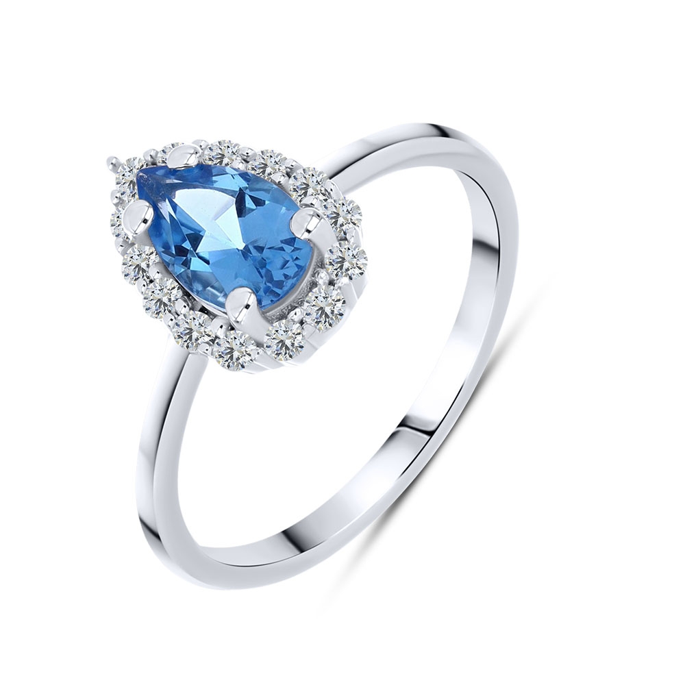 Inel din argint  cu pietre Cubic Zirconia Incolor, Topaz Swiss