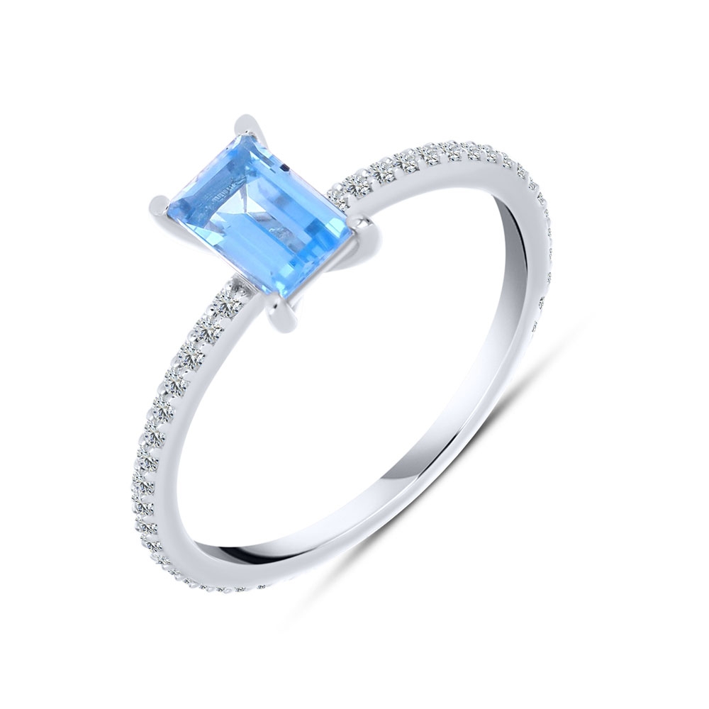 Inel din argint  cu pietre Cubic Zirconia Incolor, Topaz Swiss