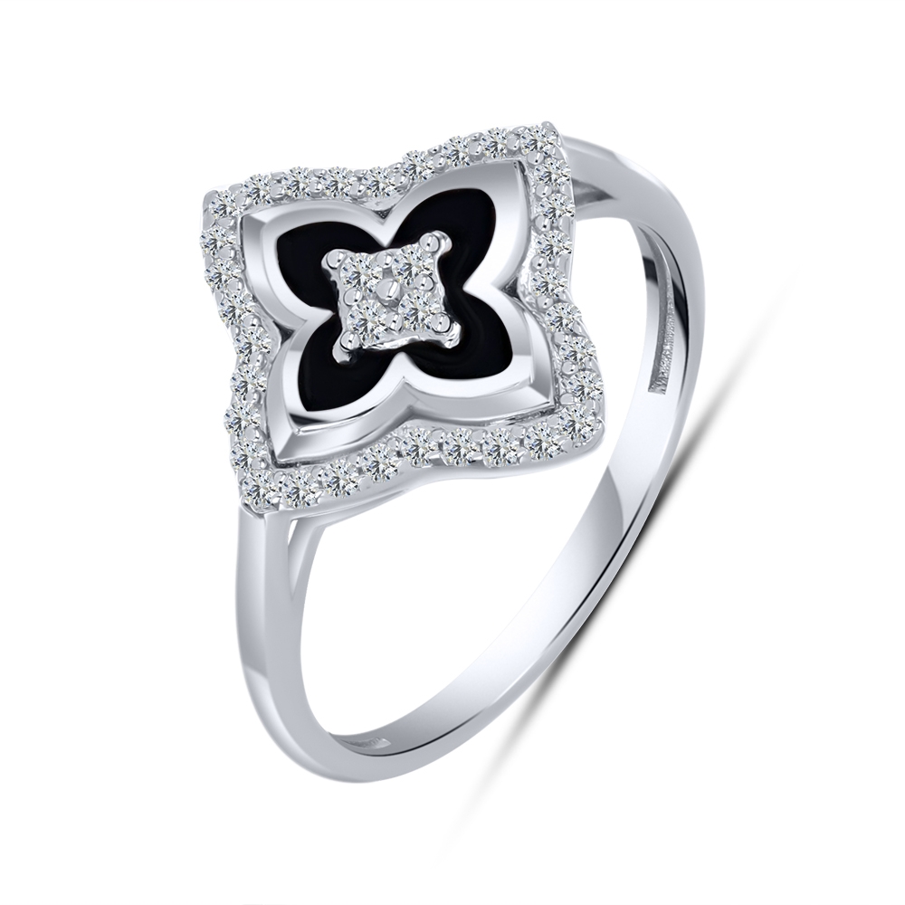 Inel din argint  cu pietre Cubic Zirconia Incolor, Finift