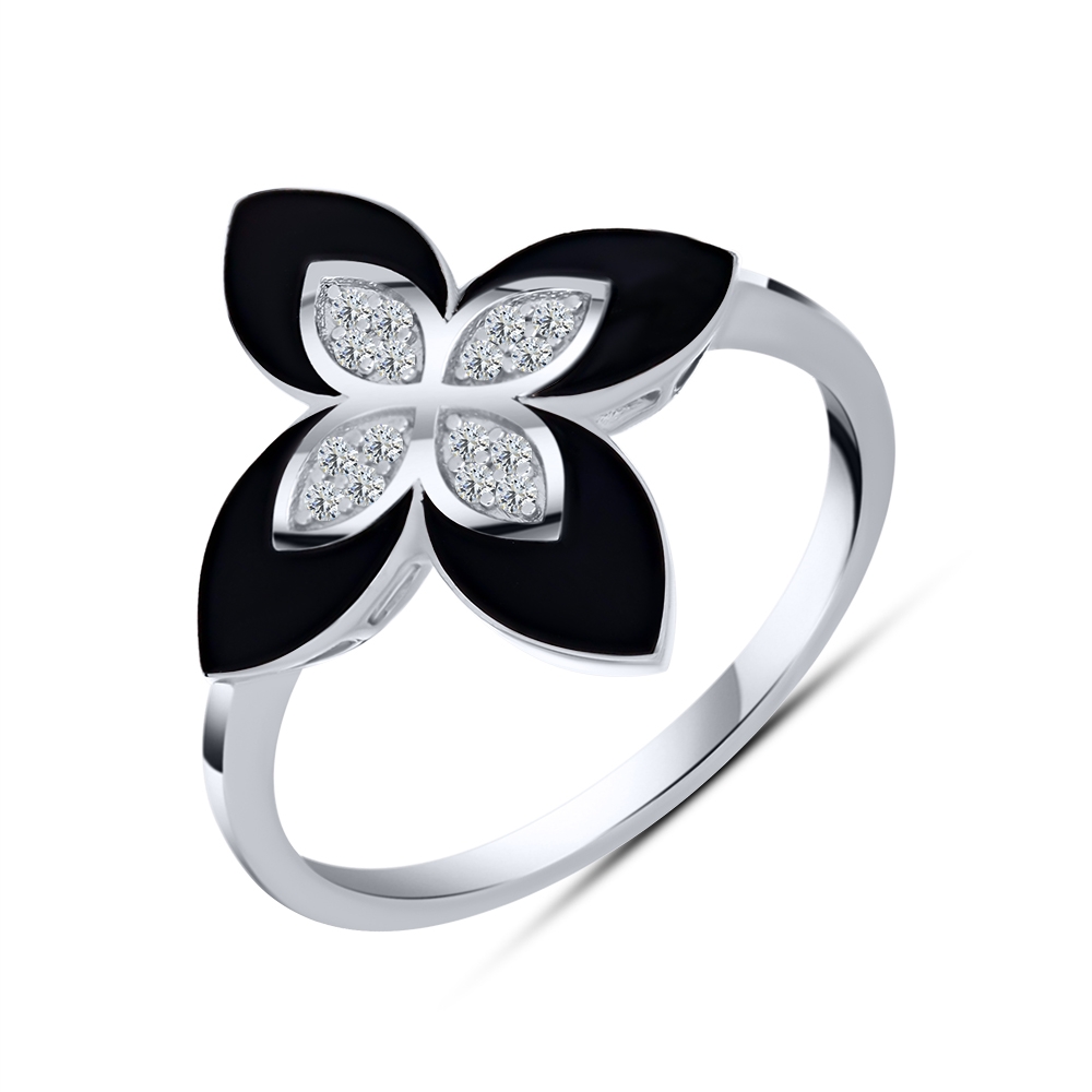 Inel din argint  cu pietre Cubic Zirconia Incolor, Finift
