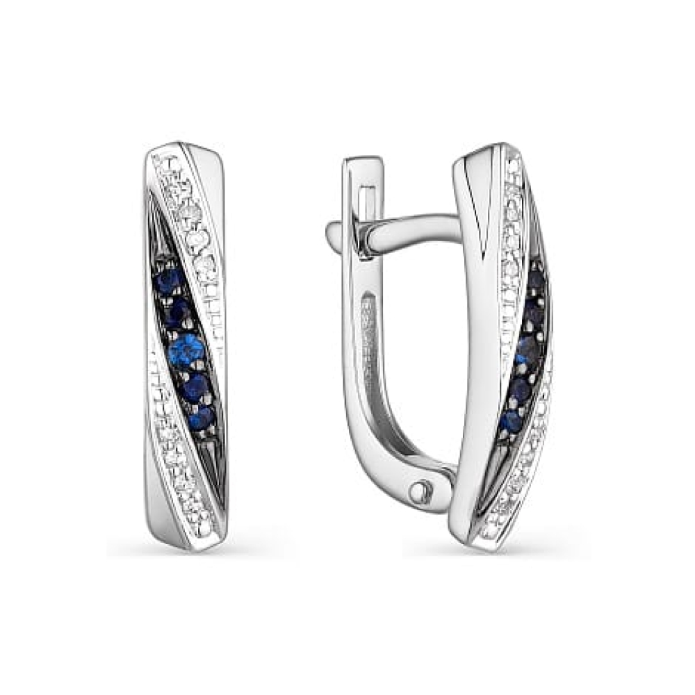 Cercei din aur alb cu pietre Diamant, Safir