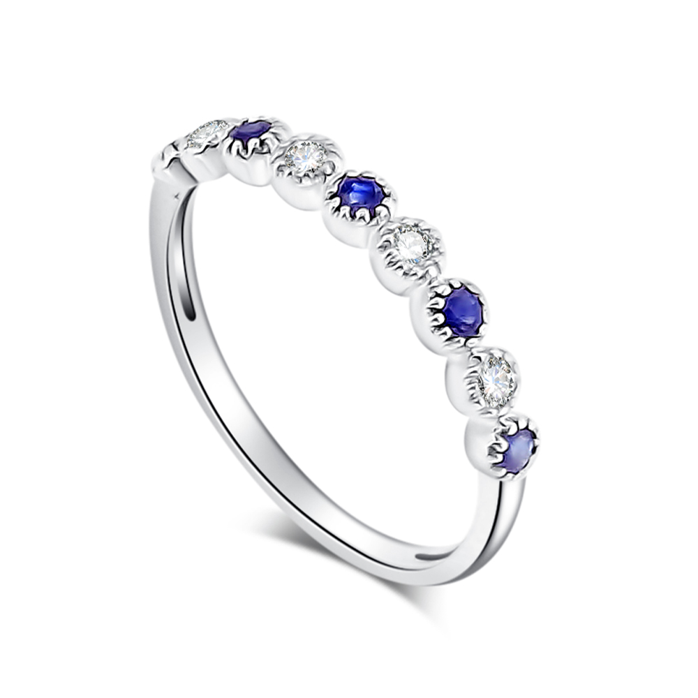 Inel din aur alb cu pietre Diamant, Safir