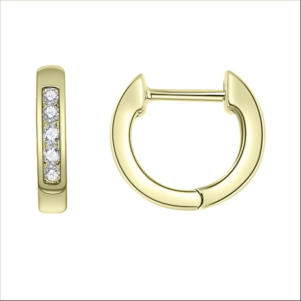 Cercei Creole din aur galben cu pietre Diamant
