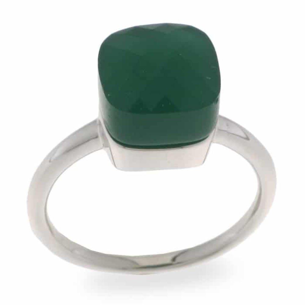 Inel din argint  cu pietre Cubic Zirconia Verde