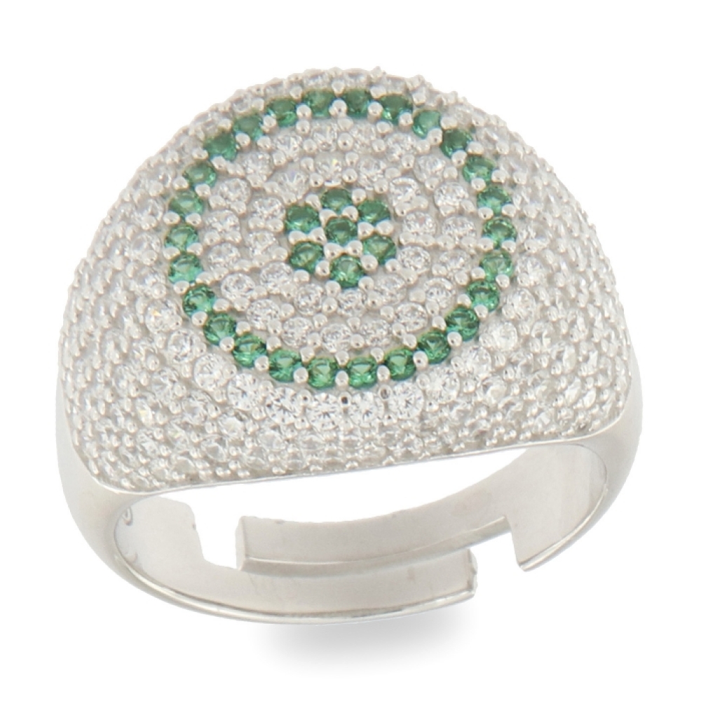 Inel din argint  cu pietre Cubic Zirconia Incolor, Cubic Zirconia Verde