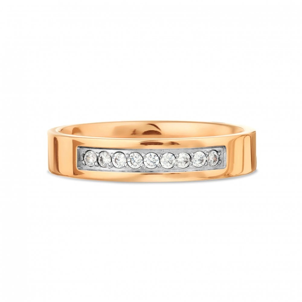 Verighetă din aur roz cu pietre Cubic Zirconia Incolor