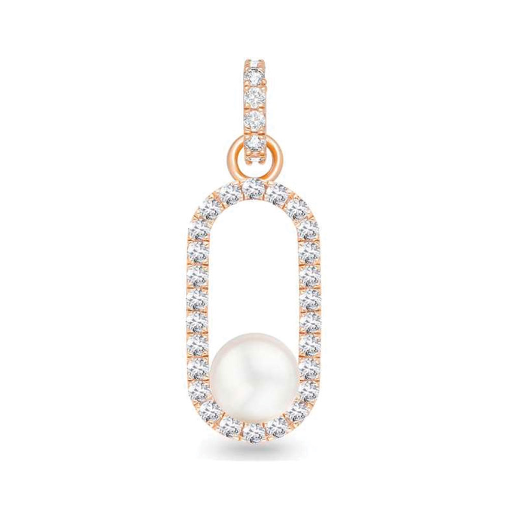 Pandantiv din aur roz cu pietre Cubic Zirconia Incolor, Perla Albă