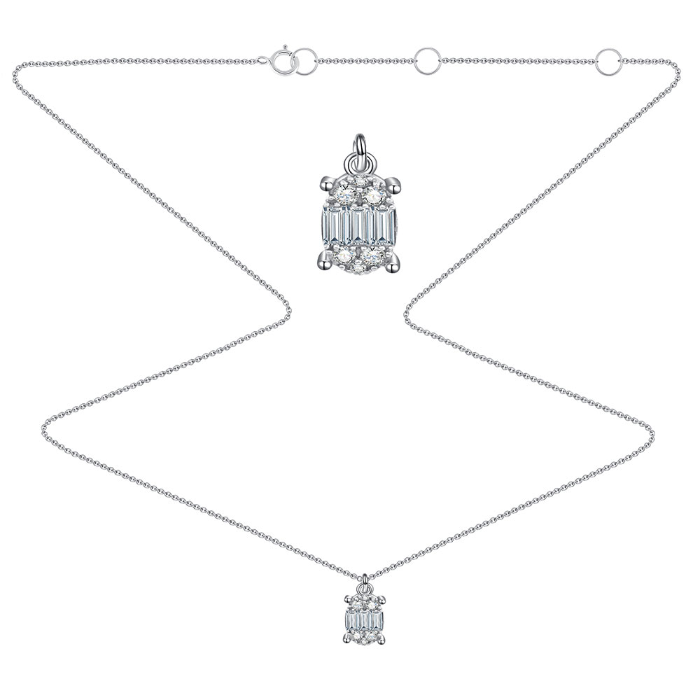 Colier din aur alb cu pietre Diamant