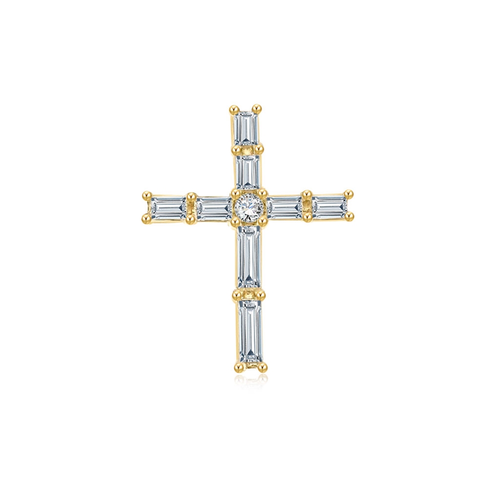 Cruce din aur galben cu pietre Diamant