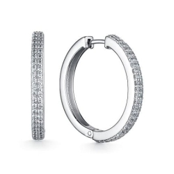 Cercei Creole din argint  cu pietre Cubic Zirconia Incolor
