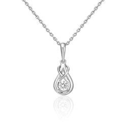 Pandantiv din aur alb cu pietre Cubic Zirconia Incolor