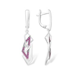 Cercei Suspendați din argint  cu pietre Cubic Zirconia Roșu