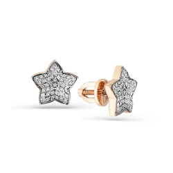 Cercei Pusete din aur roz cu pietre Diamant