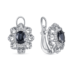 Cercei din aur alb cu pietre Diamant, Safir