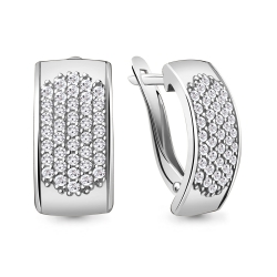 Cercei din aur alb cu pietre Cubic Zirconia Incolor