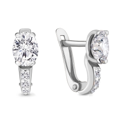 Cercei din aur alb cu pietre Cubic Zirconia Incolor