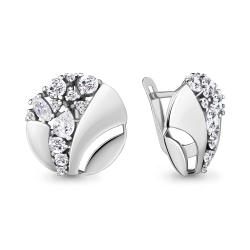 Cercei din aur alb cu pietre Cubic Zirconia Incolor
