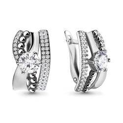 Cercei din aur alb cu pietre Cubic Zirconia Incolor