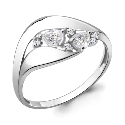 Inel din aur alb cu pietre Cubic Zirconia Incolor