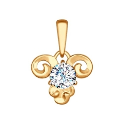 Pandantiv din aur roz cu pietre Cubic Zirconia Incolor