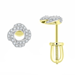 Cercei Pusete din aur galben cu pietre Diamant