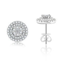 Cercei Pusete din aur alb cu pietre Diamant